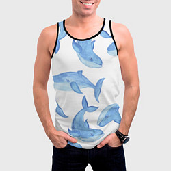 Майка-безрукавка мужская Косяк китов, цвет: 3D-черный — фото 2