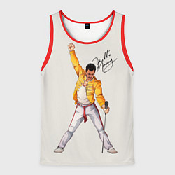 Майка-безрукавка мужская Фредди Меркьюри автограф, цвет: 3D-красный