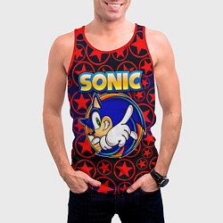 Майка-безрукавка мужская Sonic, цвет: 3D-красный — фото 2