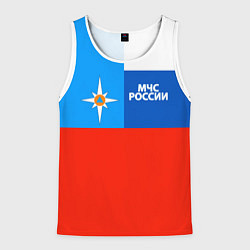 Майка-безрукавка мужская Флаг МЧС России, цвет: 3D-белый