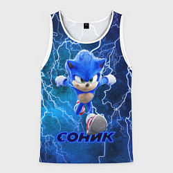Майка-безрукавка мужская SONIC, цвет: 3D-белый