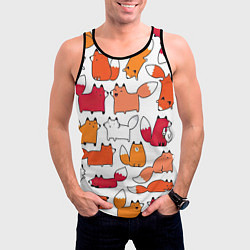 Майка-безрукавка мужская Милые лисы, цвет: 3D-черный — фото 2