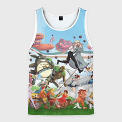 Майка-безрукавка мужская Studio Ghibli, цвет: 3D-белый