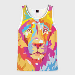 Майка-безрукавка мужская Акварельный лев, цвет: 3D-белый