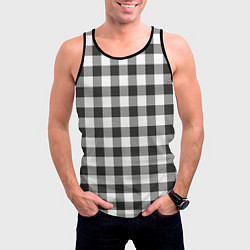 Майка-безрукавка мужская Черно-белая клетка, цвет: 3D-черный — фото 2