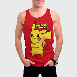 Майка-безрукавка мужская Pikachu Pika Pika, цвет: 3D-красный — фото 2