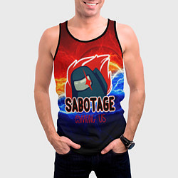 Майка-безрукавка мужская Among us sabotage, цвет: 3D-черный — фото 2