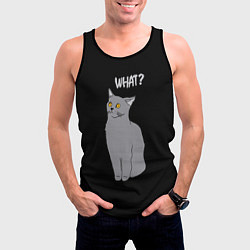 Майка-безрукавка мужская What cat, цвет: 3D-черный — фото 2
