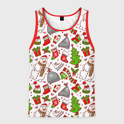 Майка-безрукавка мужская Новогодний фон, цвет: 3D-красный