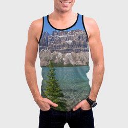 Майка-безрукавка мужская Горное озеро, цвет: 3D-черный — фото 2