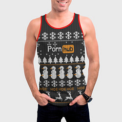 Майка-безрукавка мужская Christmas PornHub, цвет: 3D-красный — фото 2