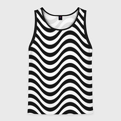 Майка-безрукавка мужская ЧБ Волна, цвет: 3D-черный