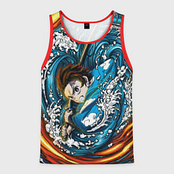 Майка-безрукавка мужская Танджиро Камадо Клинок демонов, цвет: 3D-красный
