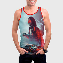 Майка-безрукавка мужская Cyberpunk 2077 Джонни и Порш, цвет: 3D-красный — фото 2