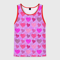 Майка-безрукавка мужская Розовые сердечки, цвет: 3D-красный