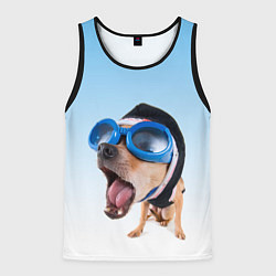Майка-безрукавка мужская Собака в очках, цвет: 3D-черный