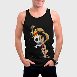 Майка-безрукавка мужская ONE PIECE ЛУФФИ ЧЕРЕП СИМВОЛ, цвет: 3D-черный — фото 2