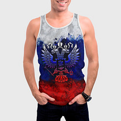 Майка-безрукавка мужская Россия Russia Герб, цвет: 3D-белый — фото 2
