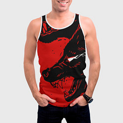 Майка-безрукавка мужская Красный волк 3D, цвет: 3D-белый — фото 2