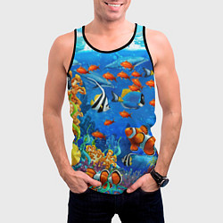 Майка-безрукавка мужская Коралловые рыбки, цвет: 3D-черный — фото 2