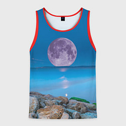 Майка-безрукавка мужская Лунный пляж, цвет: 3D-красный