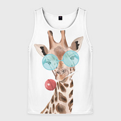 Майка-безрукавка мужская Жираф в очках, цвет: 3D-белый