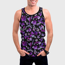 Майка-безрукавка мужская Геометрический фиолетовый, цвет: 3D-черный — фото 2