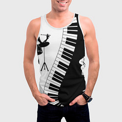 Майка-безрукавка мужская Черно Белое пианино, цвет: 3D-белый — фото 2