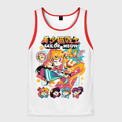 Майка-безрукавка мужская Sailor Meow, цвет: 3D-красный