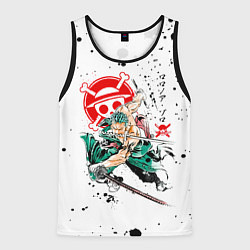 Майка-безрукавка мужская Ророноа Зоро пират Соломенной Шляпы, цвет: 3D-черный