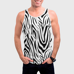 Майка-безрукавка мужская Черно-белая зебра, цвет: 3D-белый — фото 2