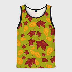 Майка-безрукавка мужская Осенние листья клён и дуб, цвет: 3D-черный
