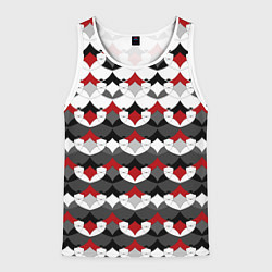 Майка-безрукавка мужская Абстрактный красно-серый узор, цвет: 3D-белый