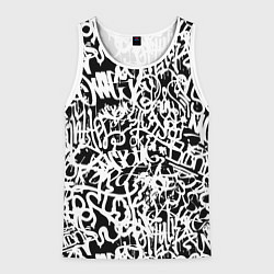 Мужская майка без рукавов Graffiti white on black