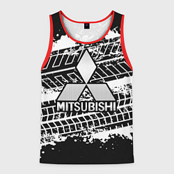 Майка-безрукавка мужская MITSUBISHI СЛЕДЫ ШИН, цвет: 3D-красный
