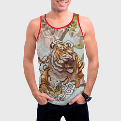 Майка-безрукавка мужская Тигр в облаках, цвет: 3D-красный — фото 2
