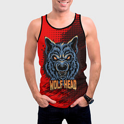 Майка-безрукавка мужская Wolf head, цвет: 3D-черный — фото 2