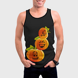 Майка-безрукавка мужская Хэллоуин смешные тыквы, цвет: 3D-черный — фото 2