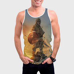 Майка-безрукавка мужская Винланд стоит на скале сага, цвет: 3D-белый — фото 2