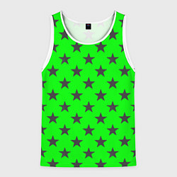 Майка-безрукавка мужская Звездный фон зеленый, цвет: 3D-белый