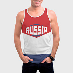 Майка-безрукавка мужская Russia, цвет: 3D-белый — фото 2