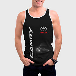Майка-безрукавка мужская Черная Тойота Камри, цвет: 3D-белый — фото 2