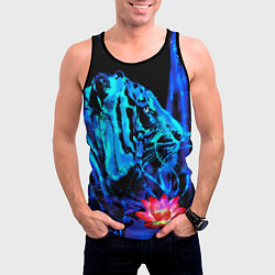 Майка-безрукавка мужская Синий водяной тигр, цвет: 3D-черный — фото 2