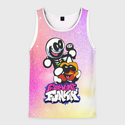 Майка-безрукавка мужская Skid and Pump Friday Night Funkin, цвет: 3D-белый