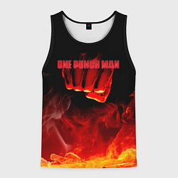 Майка-безрукавка мужская Кулак One Punch-Man в огне, цвет: 3D-черный