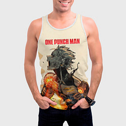 Майка-безрукавка мужская Разрушение Геноса One Punch-Man, цвет: 3D-белый — фото 2
