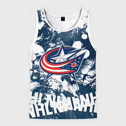 Майка-безрукавка мужская Коламбус Блю Джекетс, Columbus Blue Jackets, цвет: 3D-белый