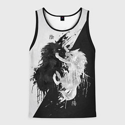 Мужская майка без рукавов ИНЬ ЯНЬ ВОЛКИ ЧЁРНО БЕЛЫЙ