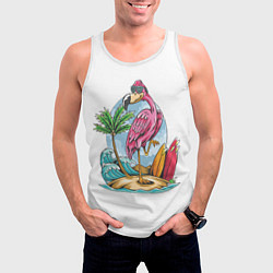 Майка-безрукавка мужская Фламинго На Острове, цвет: 3D-белый — фото 2