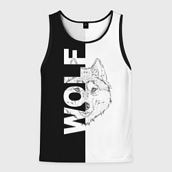 Майка-безрукавка мужская WOLF Волк, цвет: 3D-черный